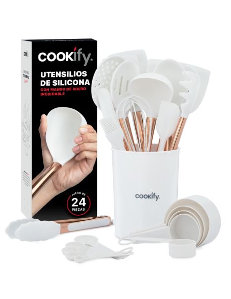Juego de Utensilios de Cocina Silicona y Acero Inoxidable